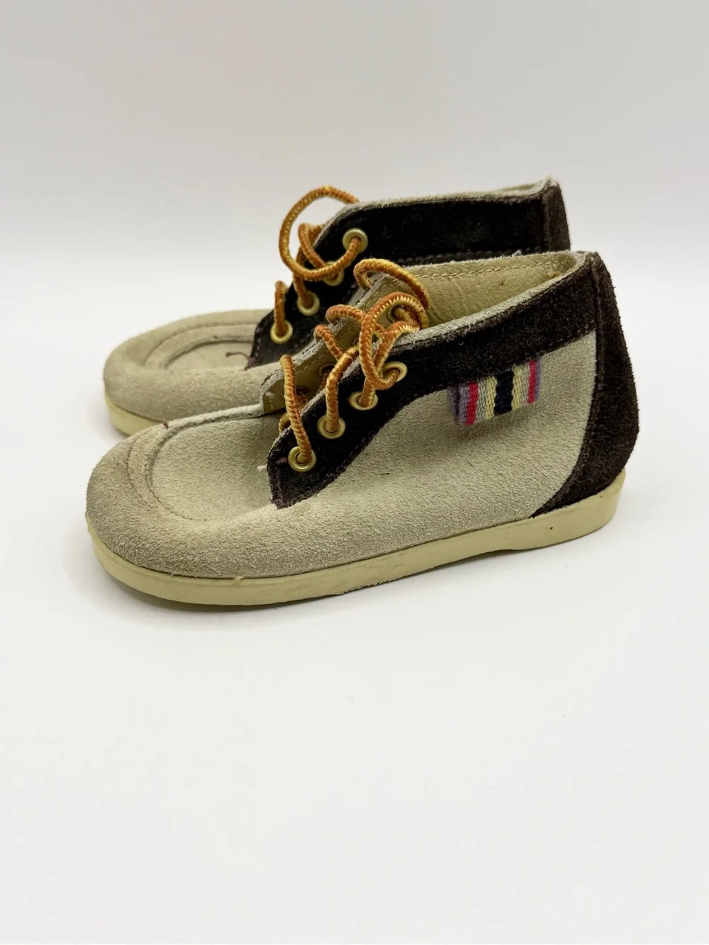Vintage 80s Baby Boy Chukka Boots Brown/Tan Suede Lace Up
